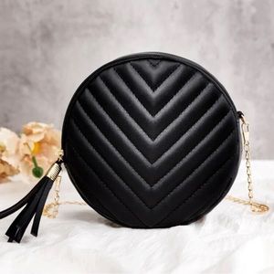 Black Circle Gold Chain Crossbody Purse